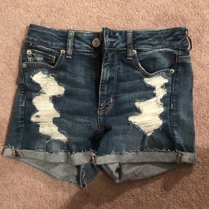 American Eagle dark ripped size 4 jean shorts